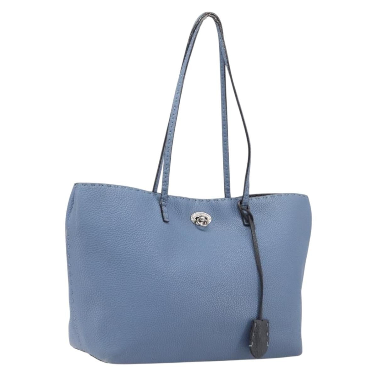 Fendi Selleria Carla Leather Blue Leather Tote Bag Bag (Pre-Owned)