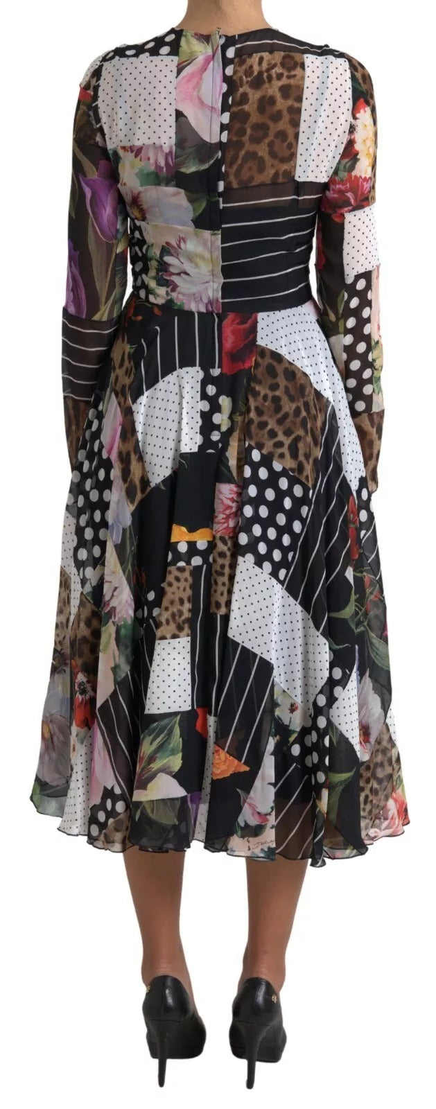 Dolce & Gabbana Multicolor Patchwork Floral Leopard Women's Dress
