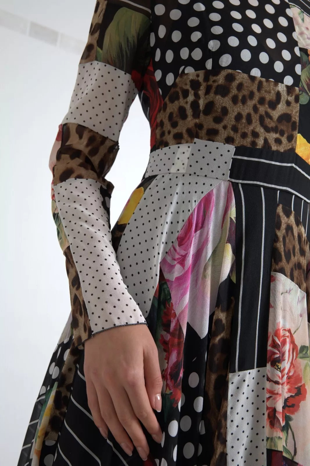Dolce & Gabbana Multicolor Patchwork Floral Leopard Women's Dress