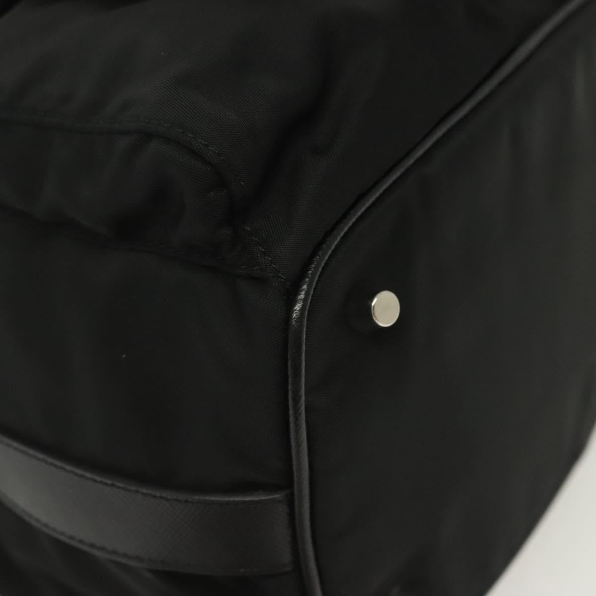Prada Double Pocket Drawstring Tessuto Black Nylon Shoulder Bag Bag (Pre-Owned)