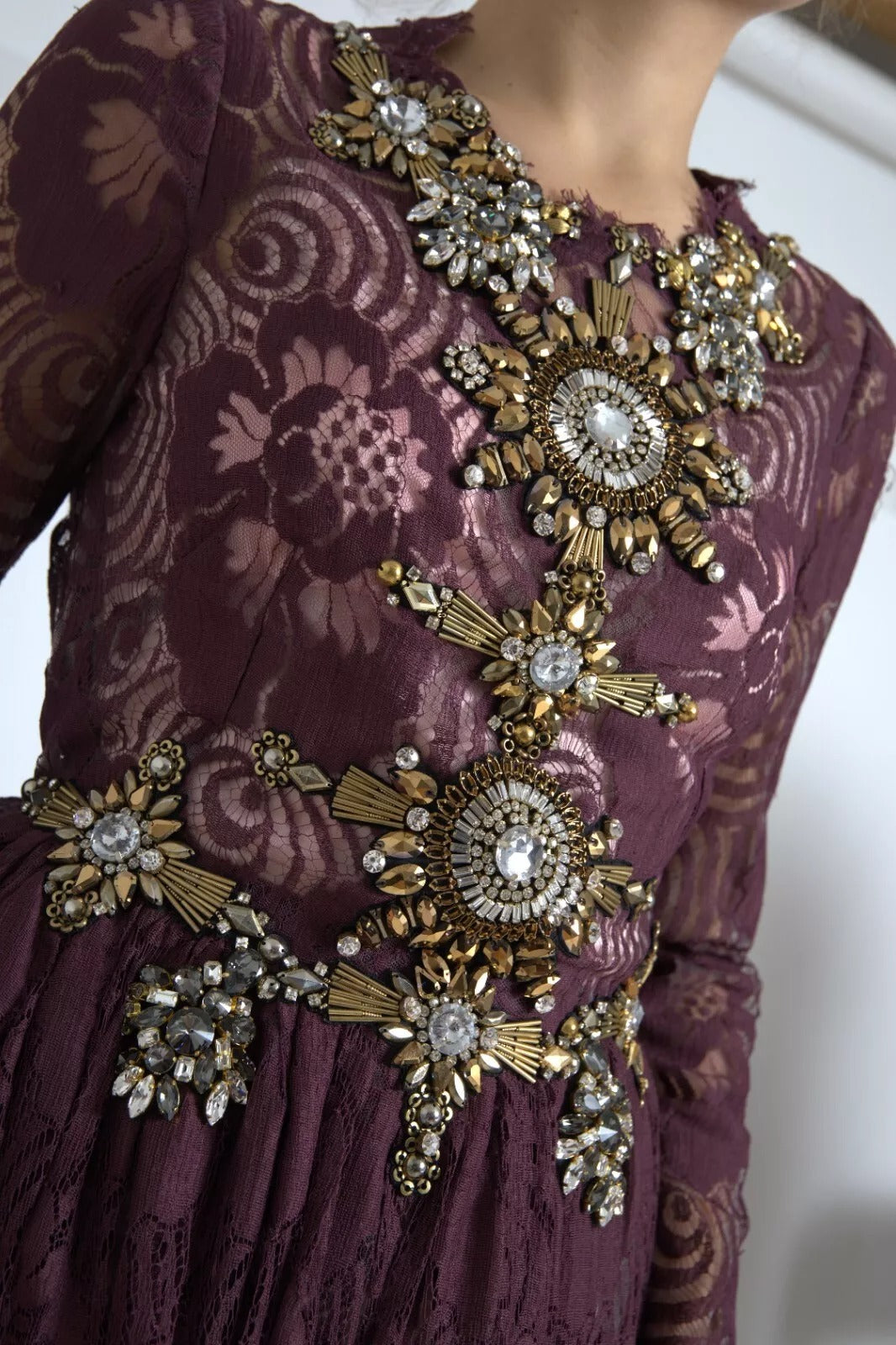 Dolce & Gabbana Purple Viscose Crystal A-Line Gown Women's Dress (Pre-Owned)