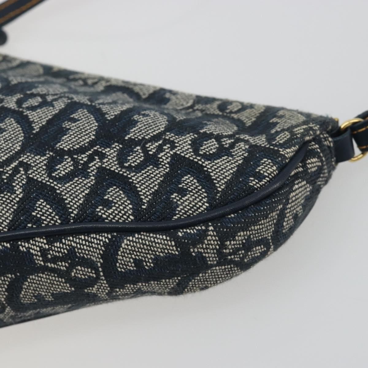 Christian Dior Vintage Saddle Diorissimo Canvas Navy Canvas Shoulder Bag Bag (Pre-Owned)