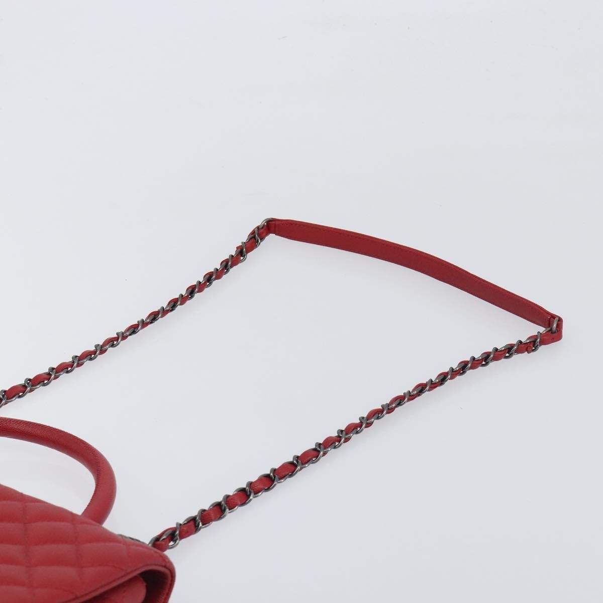 Chanel Coco Top Handle Caviar Red Calfskin Handbag (Pre-Owned)
