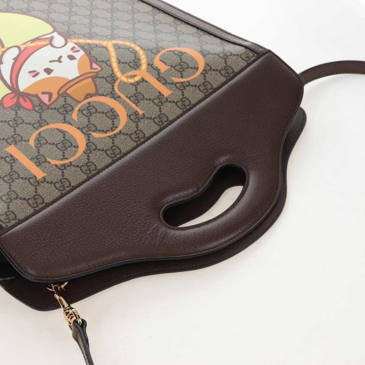 Gucci Cut Out Handle Printed Gg Coated Canvas Brown Canvas Tote Bag Bag (Pre-Owned)