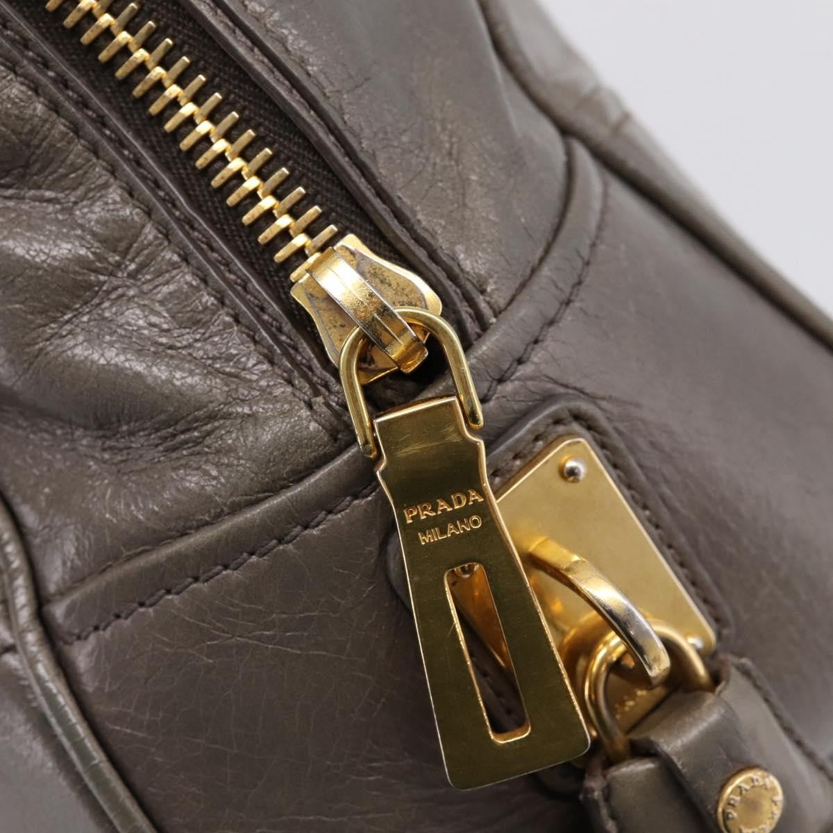Prada Convertible Bauletto Vitello Shine Gray Leather Handbag (Pre-Owned)