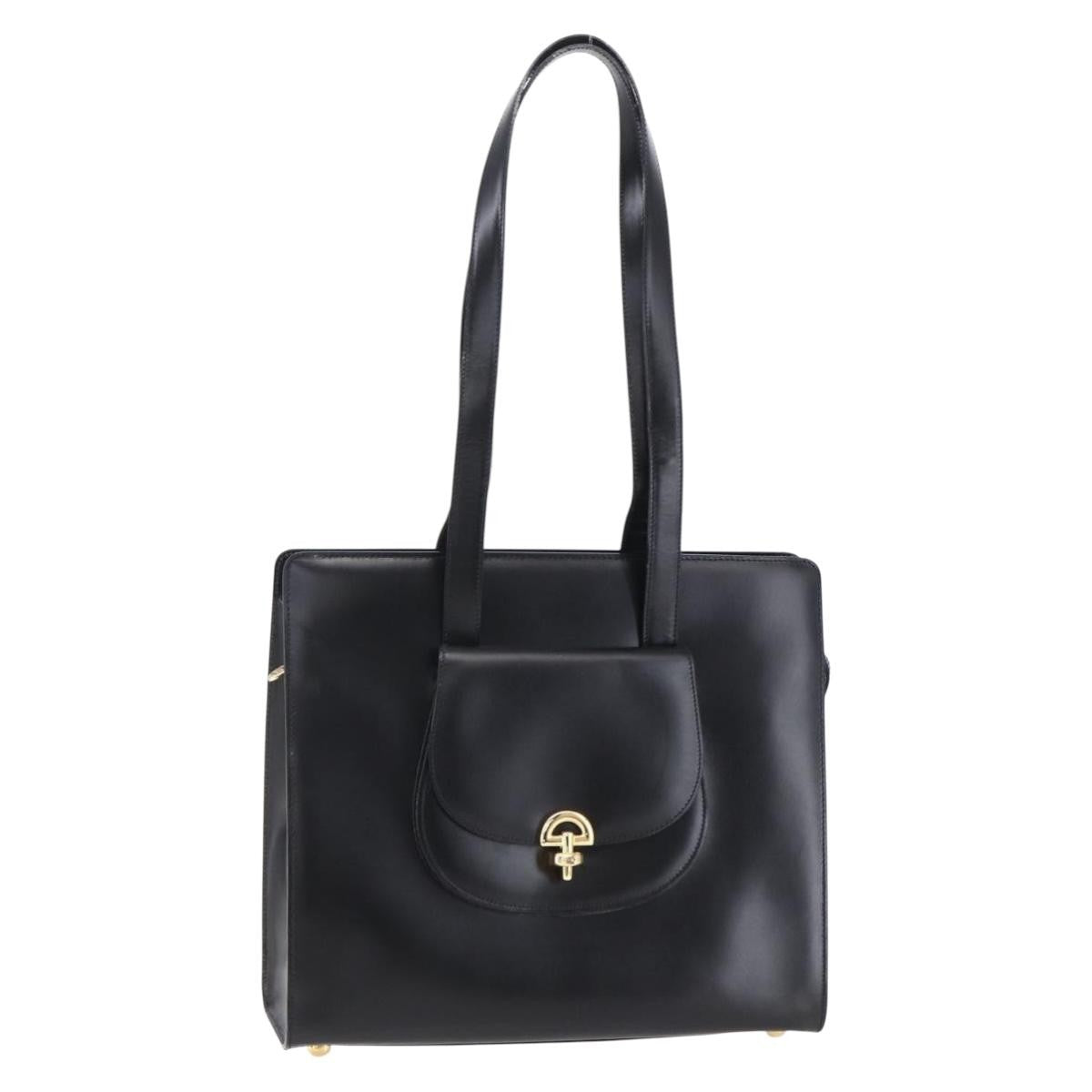 Celine Tote Leather Black Leather Tote Bag Bag (Pre-Owned)