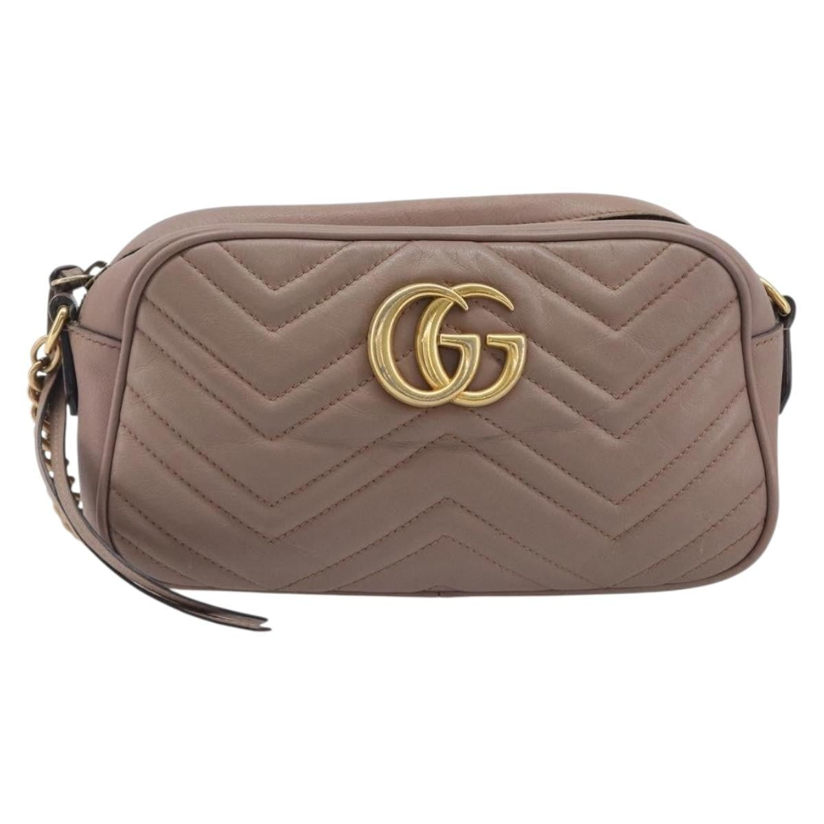 Gucci Gg Marmont Matelasse Leather Beige Leather Shoulder Bag Bag (Pre-Owned)