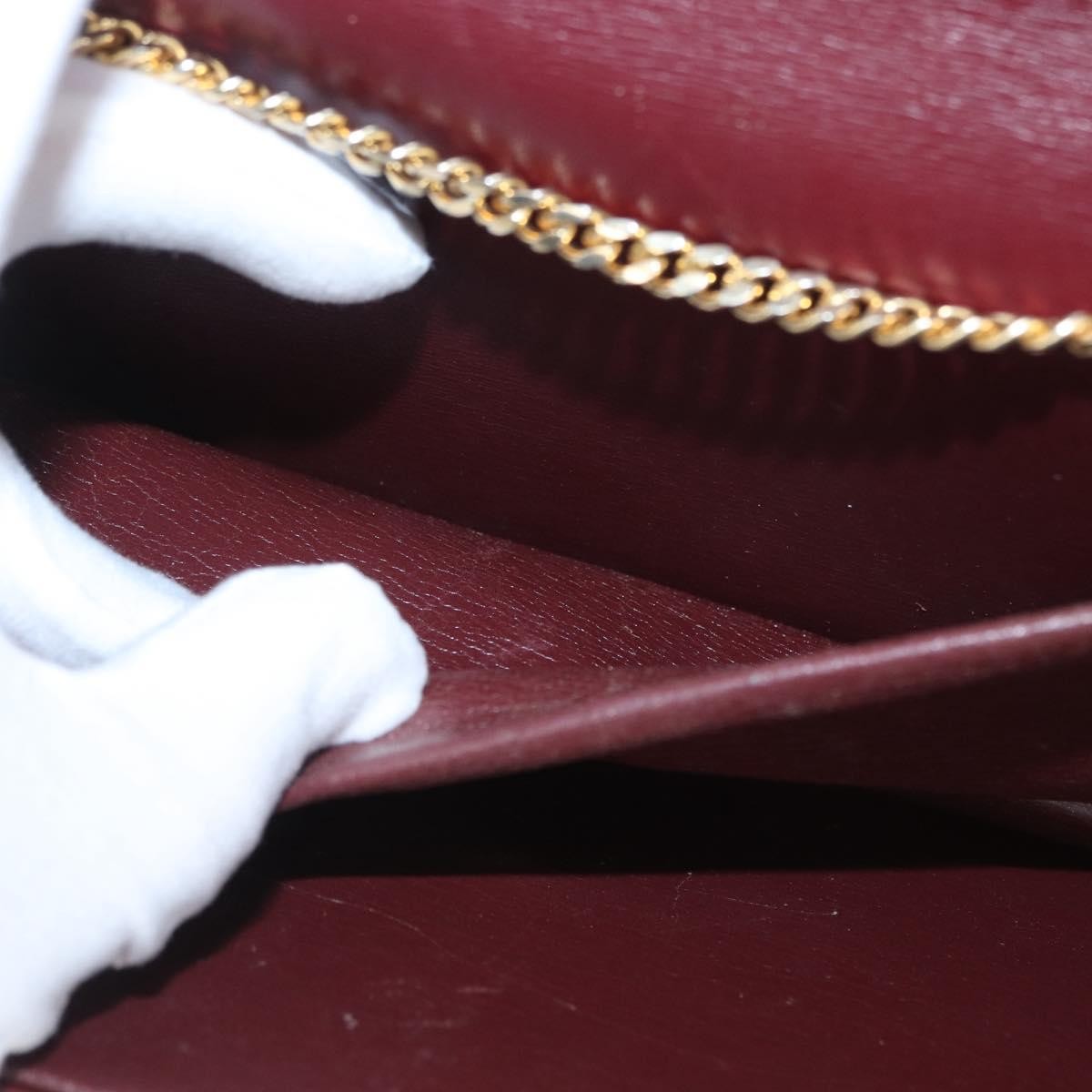 Christian Dior Vintage Chain Flap Leather Burgundy Leather Shoulder Bag Bag (Pre-Owned)