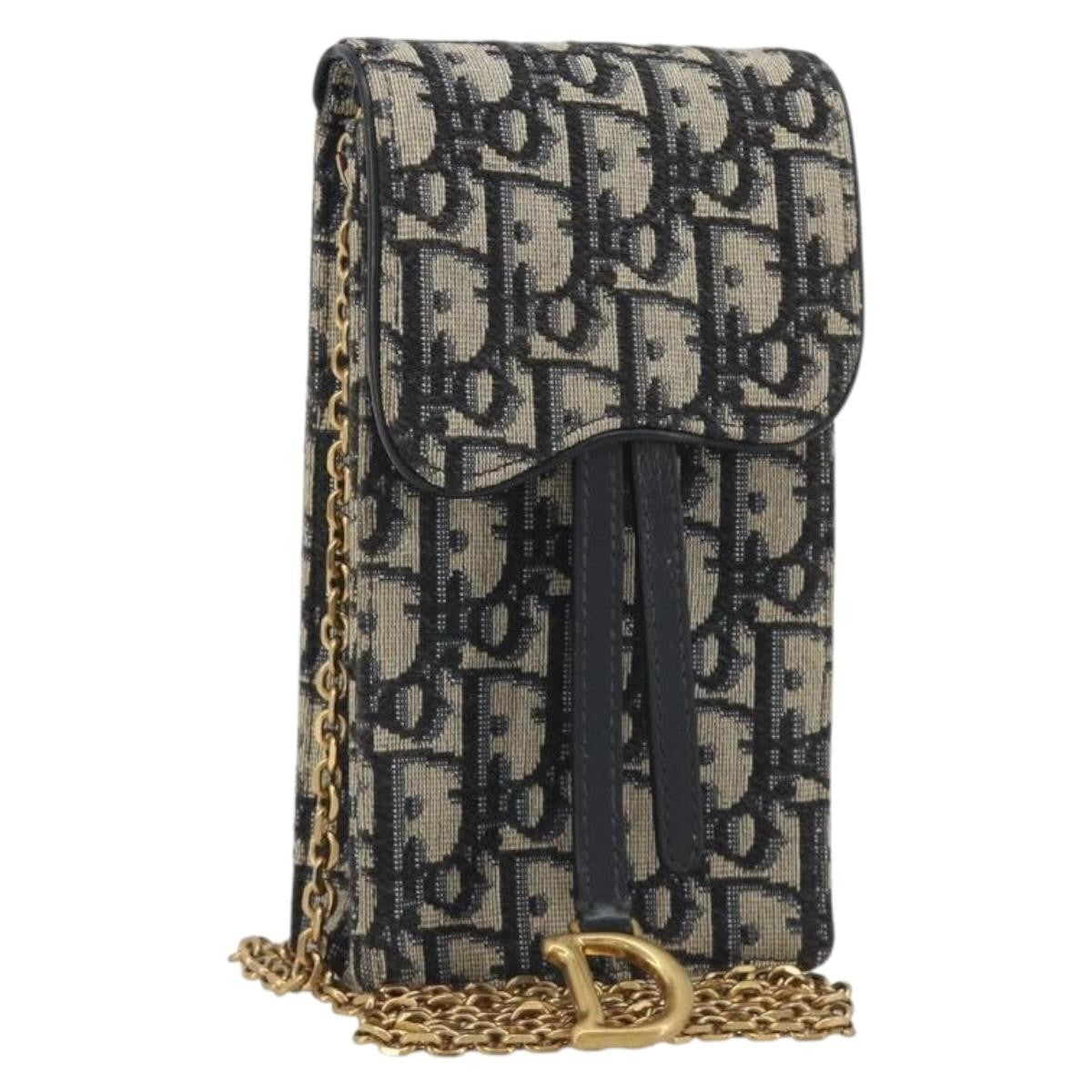 Christian Dior Phone Case Oblique Canvas Navy Canvas Clutche & Pouche Bag (Pre-Owned)