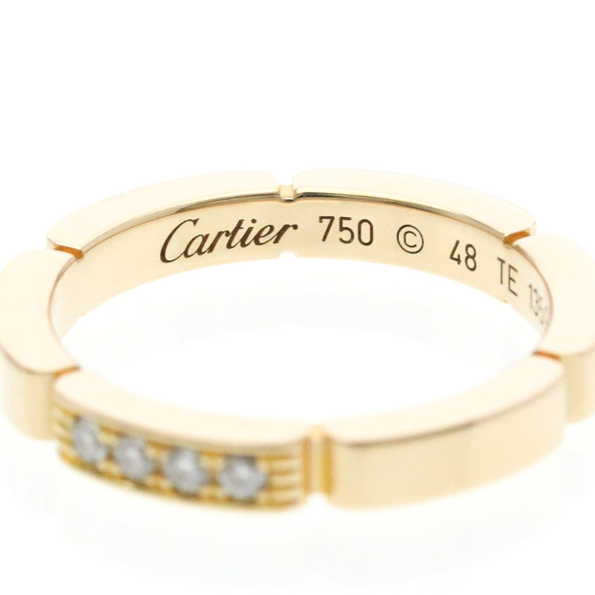 Cartier Maillon Panthere Band 18K Rose Gold With 4 Diamonds Gold Rose_Gold Ring Jewelry (Pre-Owned)