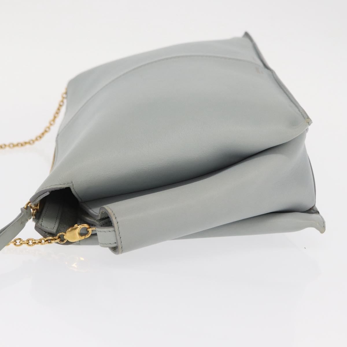 Celine Tri-Fold Clutch On Chain Smooth Leather Gray Leather Clutche & Pouche Bag (Pre-Owned)