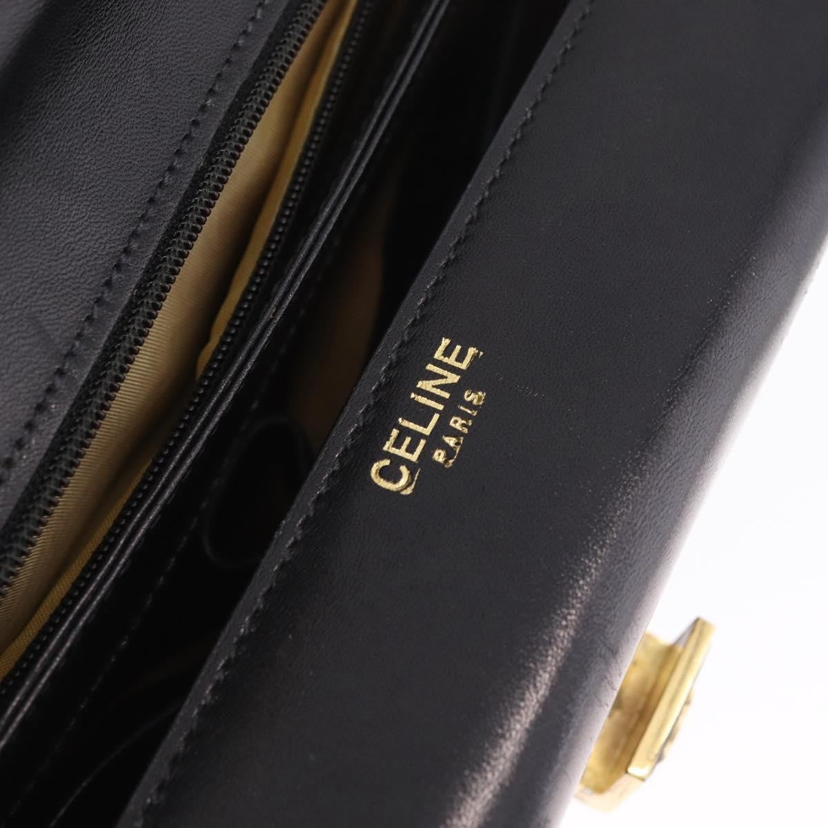 Celine Shoulder Leather Black Leather Shoulder Bag Bag (Pre-Owned)
