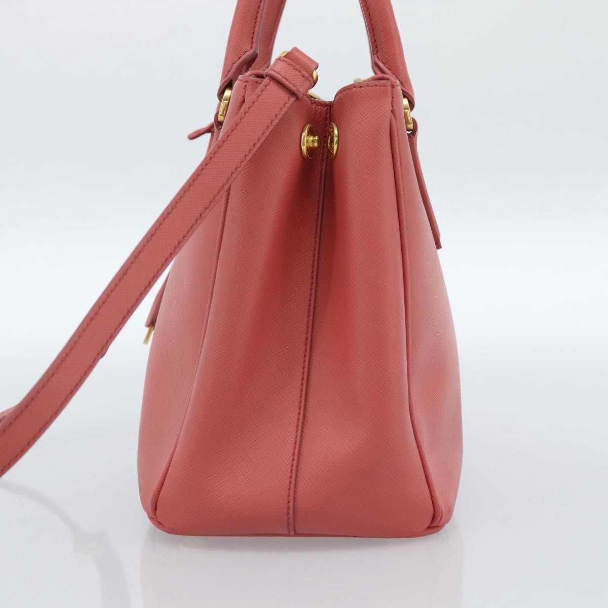 Prada Galleria Double Zip Saffiano Leather Pink Leather Tote Bag Bag (Pre-Owned)