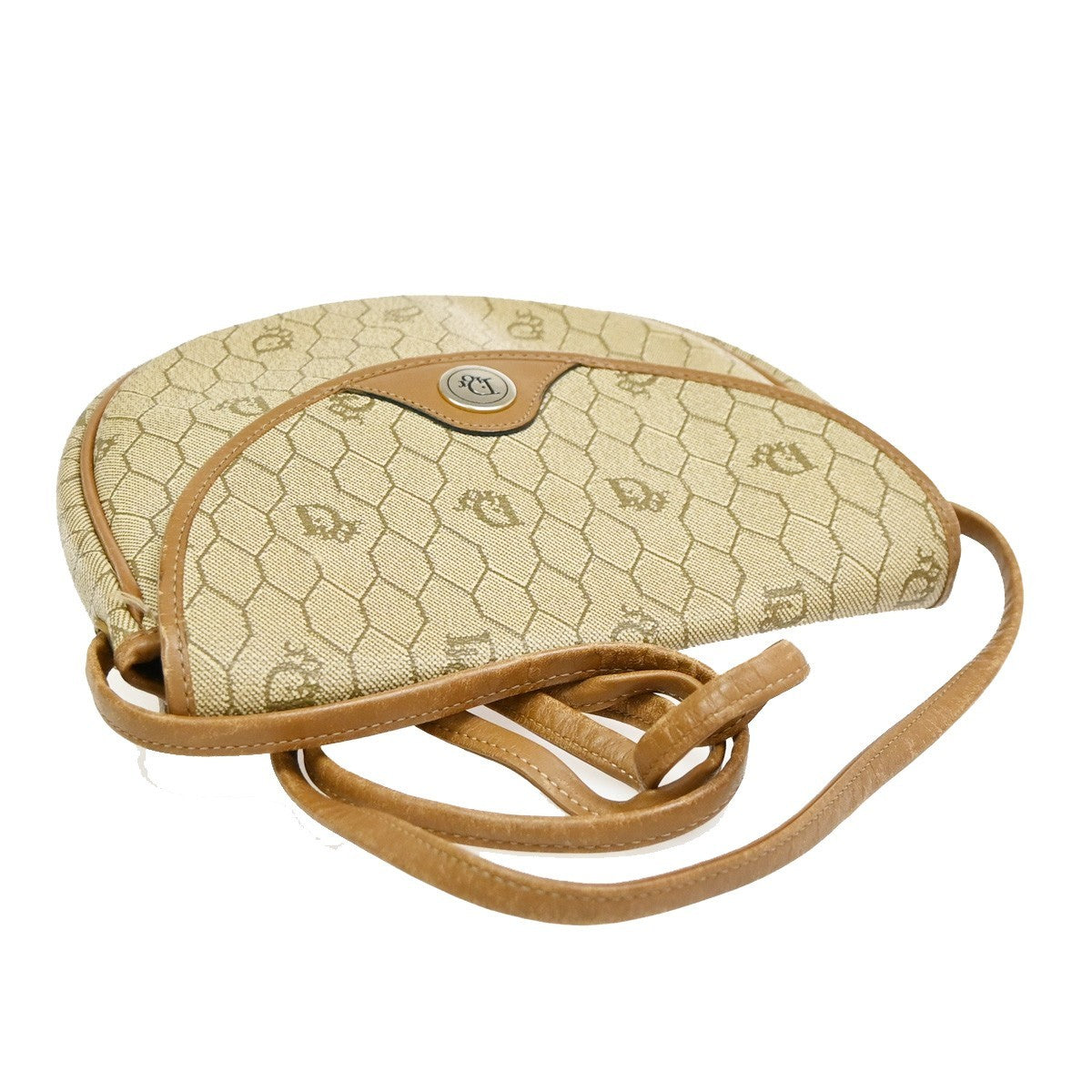 Christian Dior Vintage Honeycomb Canvas Beige Pvc Shoulder Bag Bag (Pre-Owned)