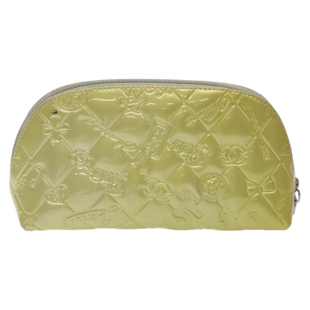 Chanel Vintage Toiletry Patent Leather Silver Other Clutche & Pouche Bag (Pre-Owned)