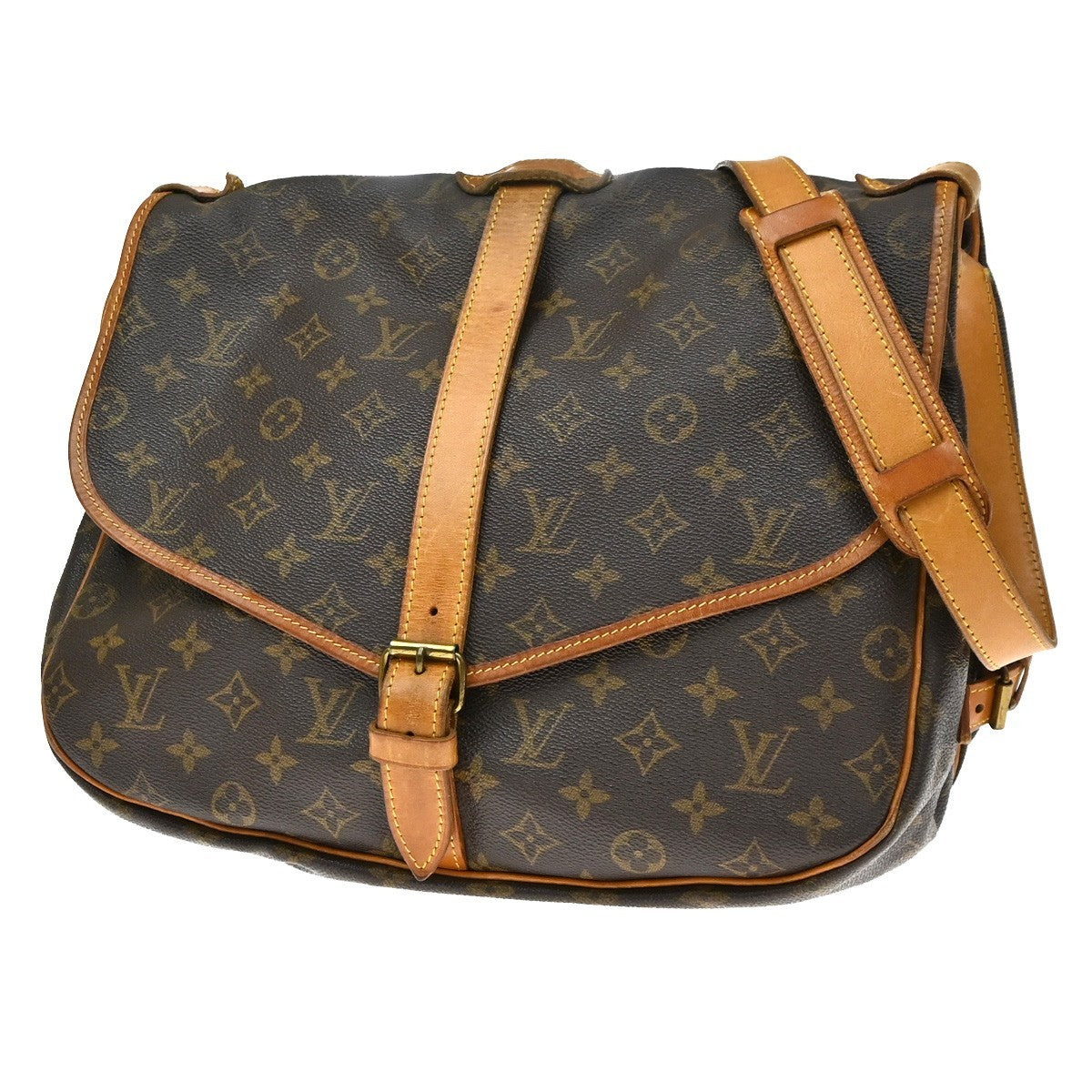 Louis Vuitton Saumur Monogram Brown Canvas Shoulder Bag Bag (Pre-Owned)