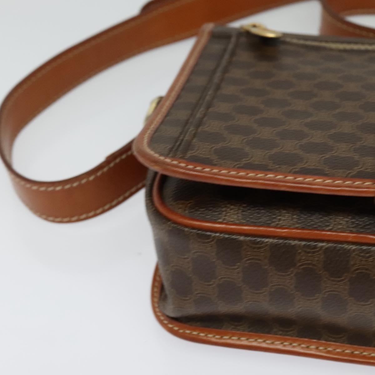 Celine Vintage Macadam Canvas And Leather Brown Canvas Shoulder Bag Bag (Pre-Owned)