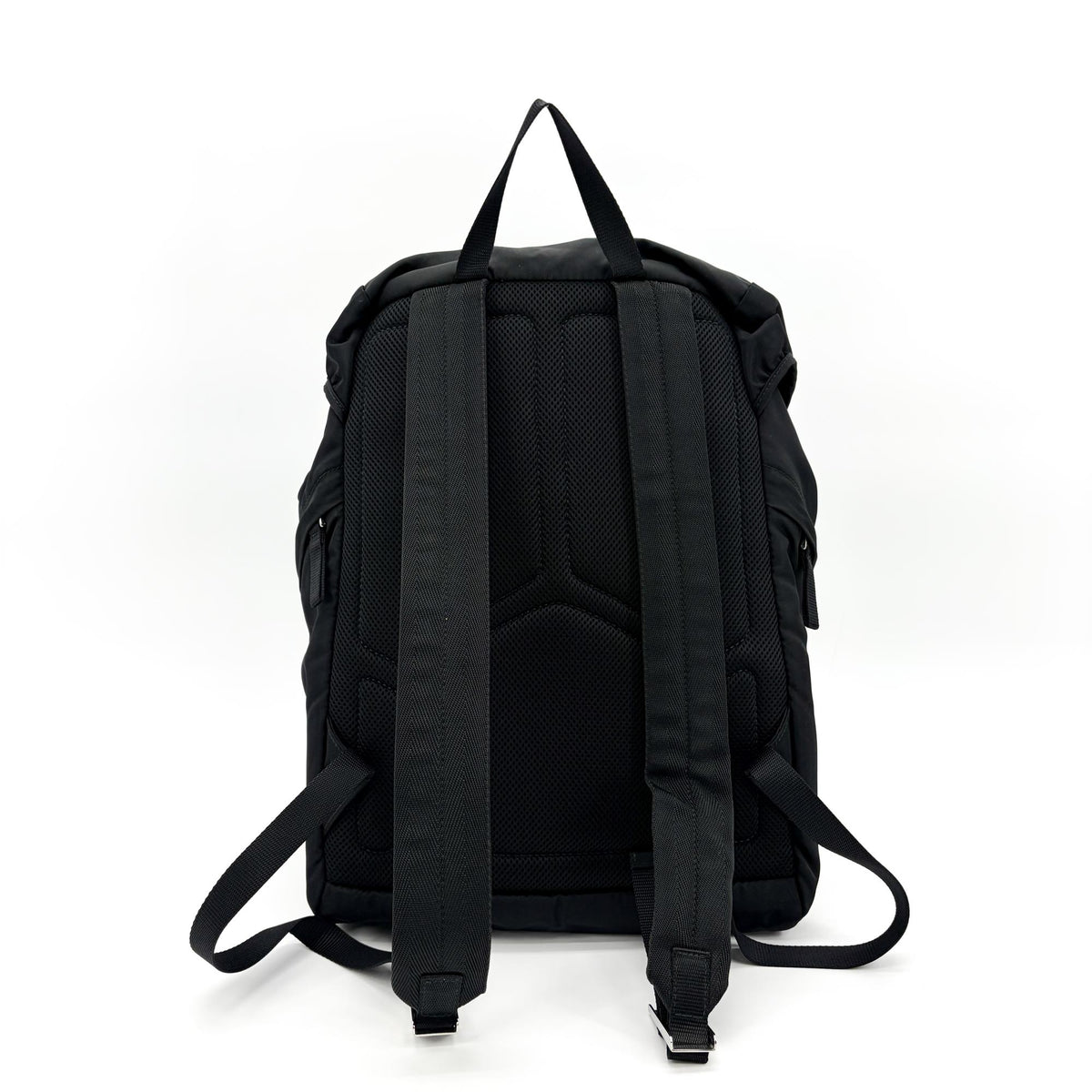 Prada Double Buckle Top Handle Tessuto Black Nylon Backpack Bag (Pre-Owned)