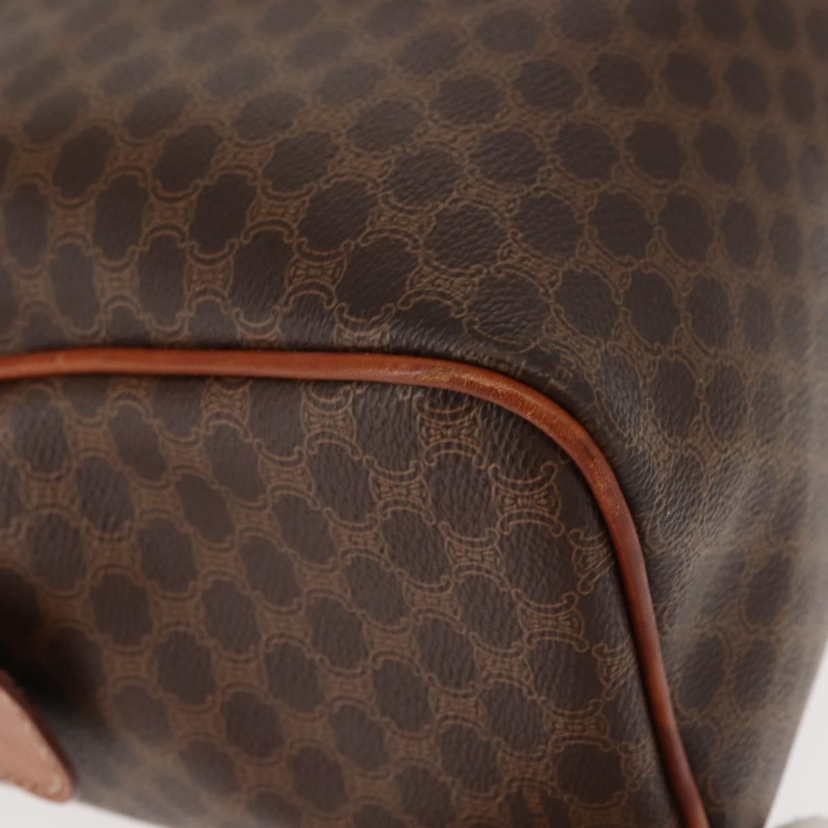 Celine Vintage Macadam Canvas And Leather Brown Canvas Handbag (Pre-Owned)