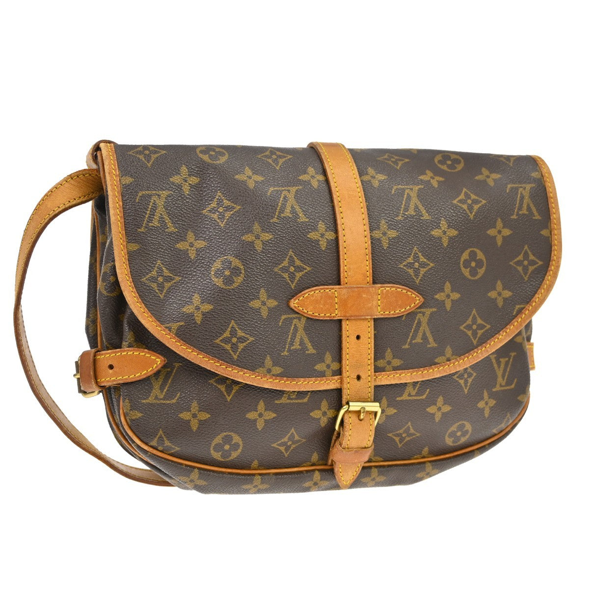 Louis Vuitton Saumur Monogram Canvas Brown Canvas Shoulder Bag Bag (Pre-Owned)