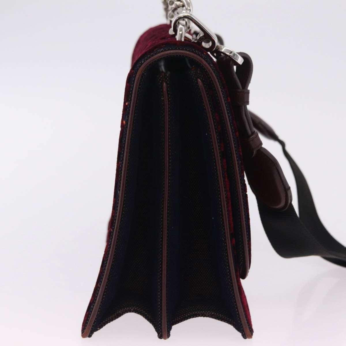 Christian Dior Diorama Flap Oblique Velvet And Canvas Red Velvet Handbag (Pre-Owned)