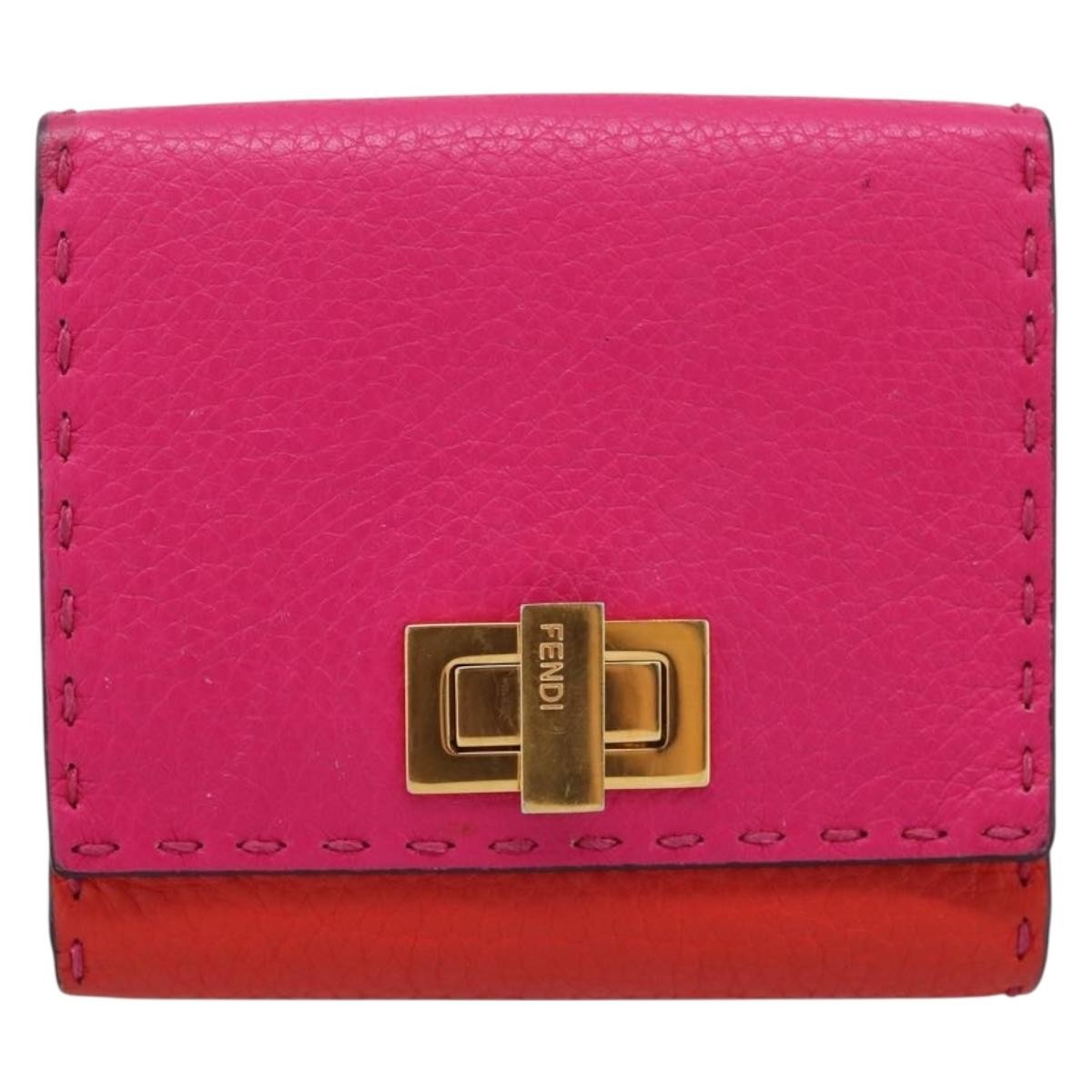 Fendi Selleria Peekaboo Leather Pink Leather Wallets Accessory (Pre-Owned)