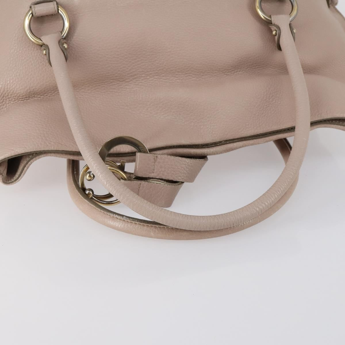 Salvatore Ferragamo Gancini Leather Beige Leather Shoulder Bag Bag (Pre-Owned)
