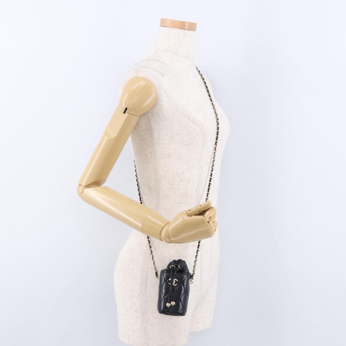 Chanel Drawstring Bucket With Chain Quilted Lambskin Black Leather Shoulder Bag Bag (Pre-Owned)