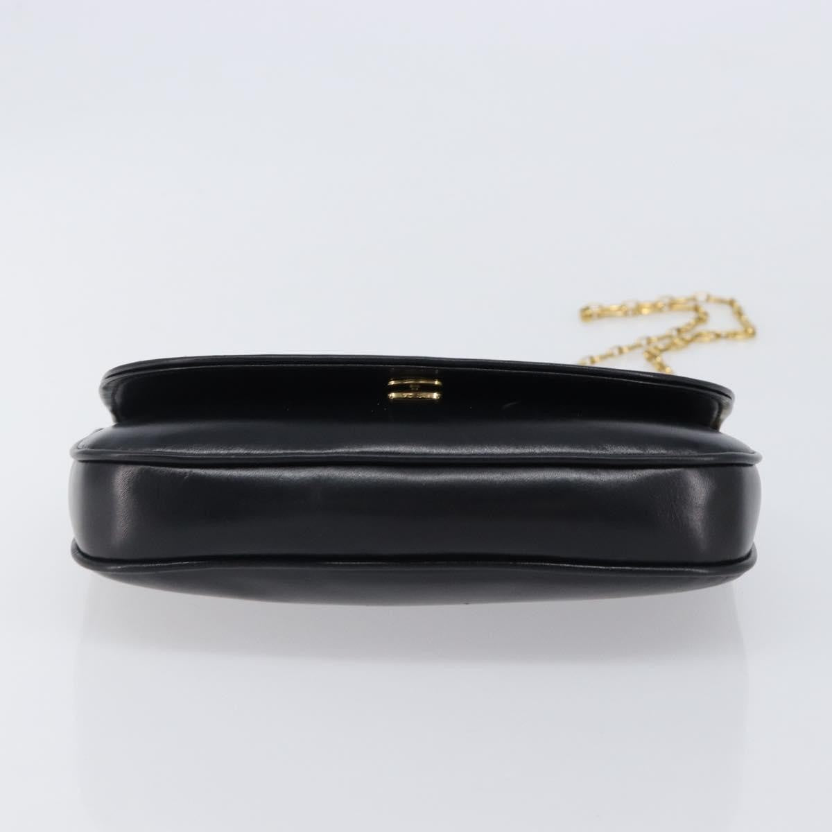 Celine Flap Shoulder Leather Black Leather Shoulder Bag Bag (Pre-Owned)