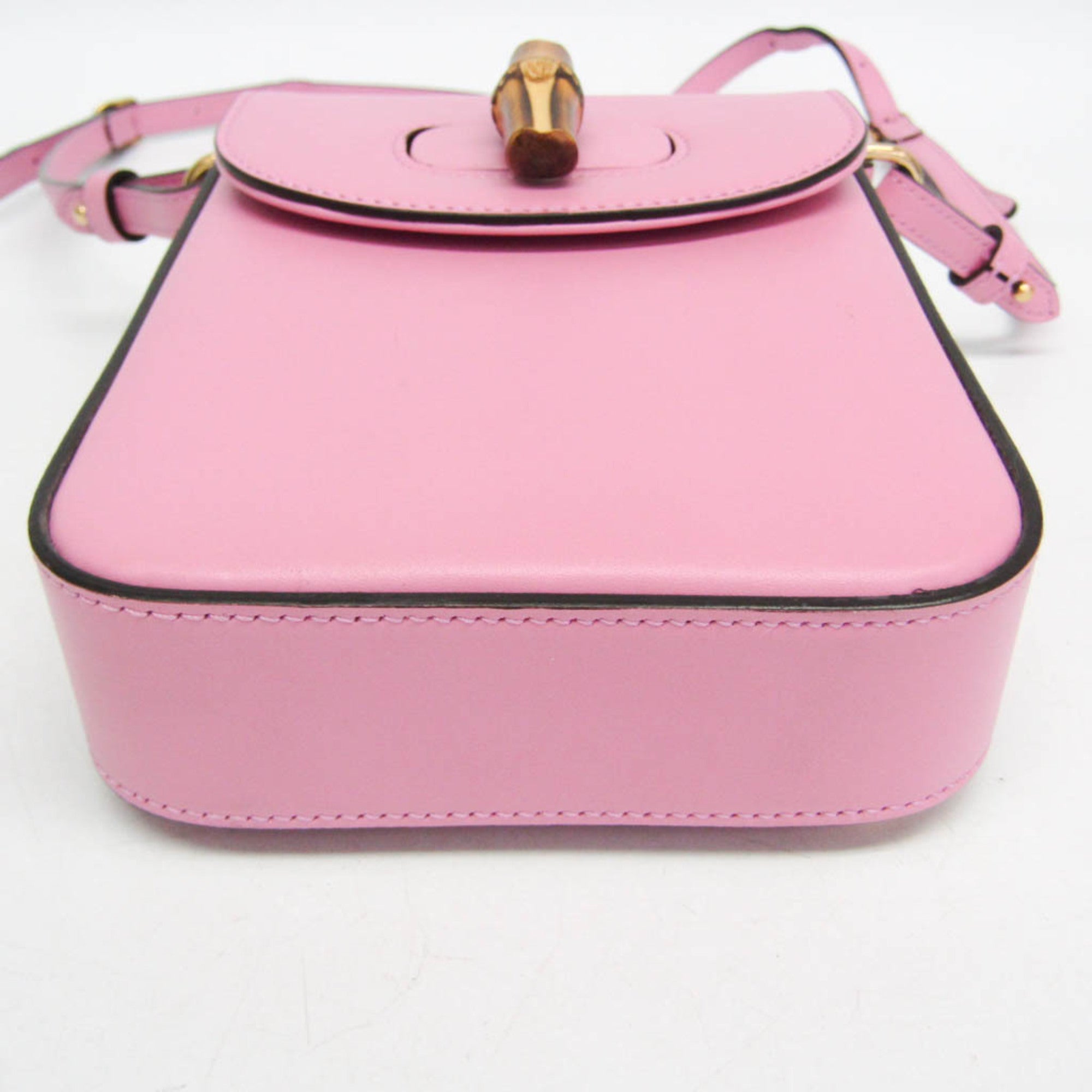 Gucci Bamboo Top Handle Backpack Leather Pink Leather Backpack Bag (Pre-Owned)