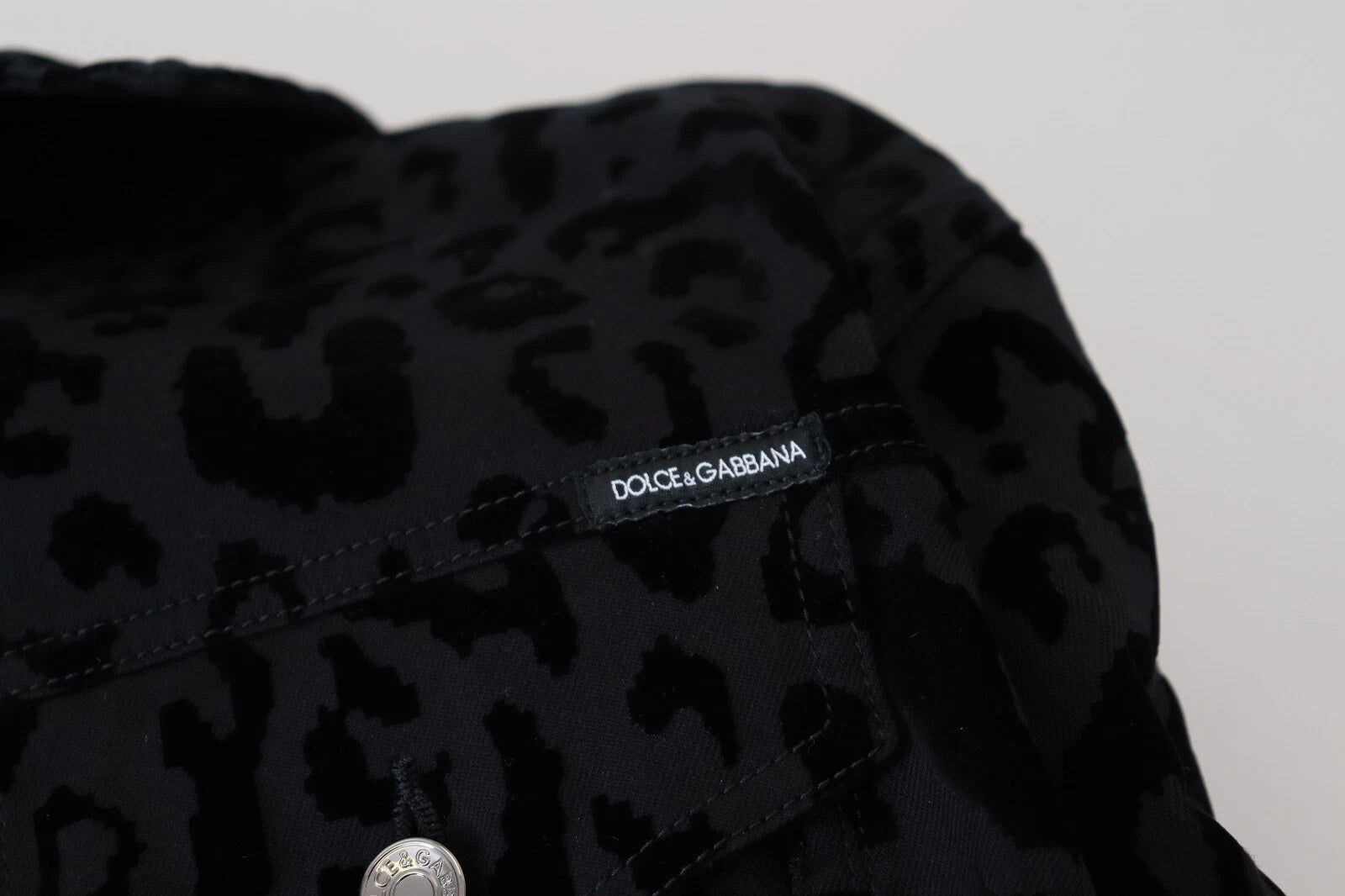 Dolce & Gabbana Cotton Black Leopard Long Sleeve Denim Women's Jacket