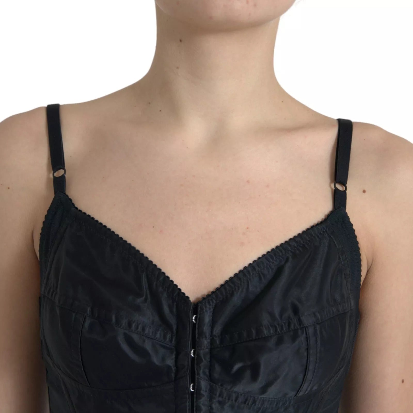 Dolce & Gabbana Black Nylon Bodycon Corset Bustier Mini Women's Dress (Pre-Owned)