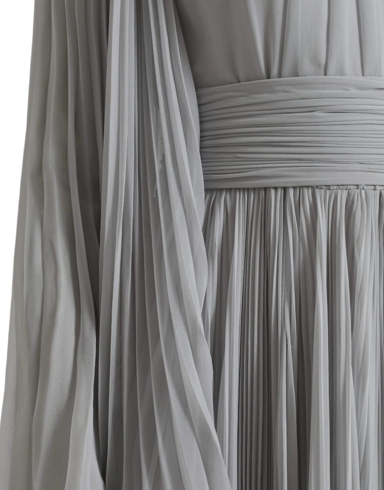 Dolce & Gabbana Light Grey Polyester Pleated Long Maxi Women's Dress (Pre-Owned)