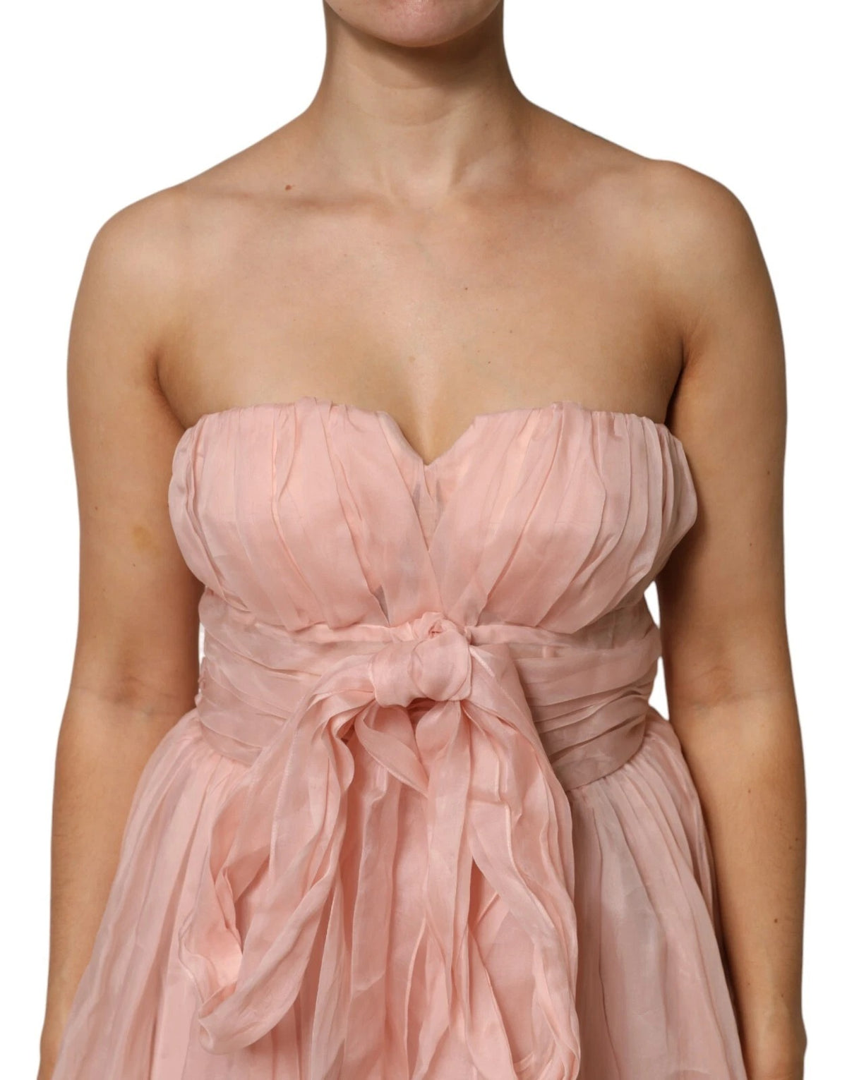 Dolce & Gabbana Pink Silk Chiffon A-line Pleated Midi Women's Dress