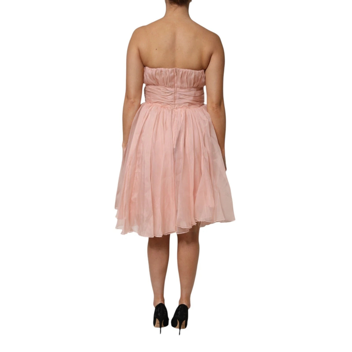 Dolce & Gabbana Pink Silk Chiffon A-line Pleated Midi Women's Dress