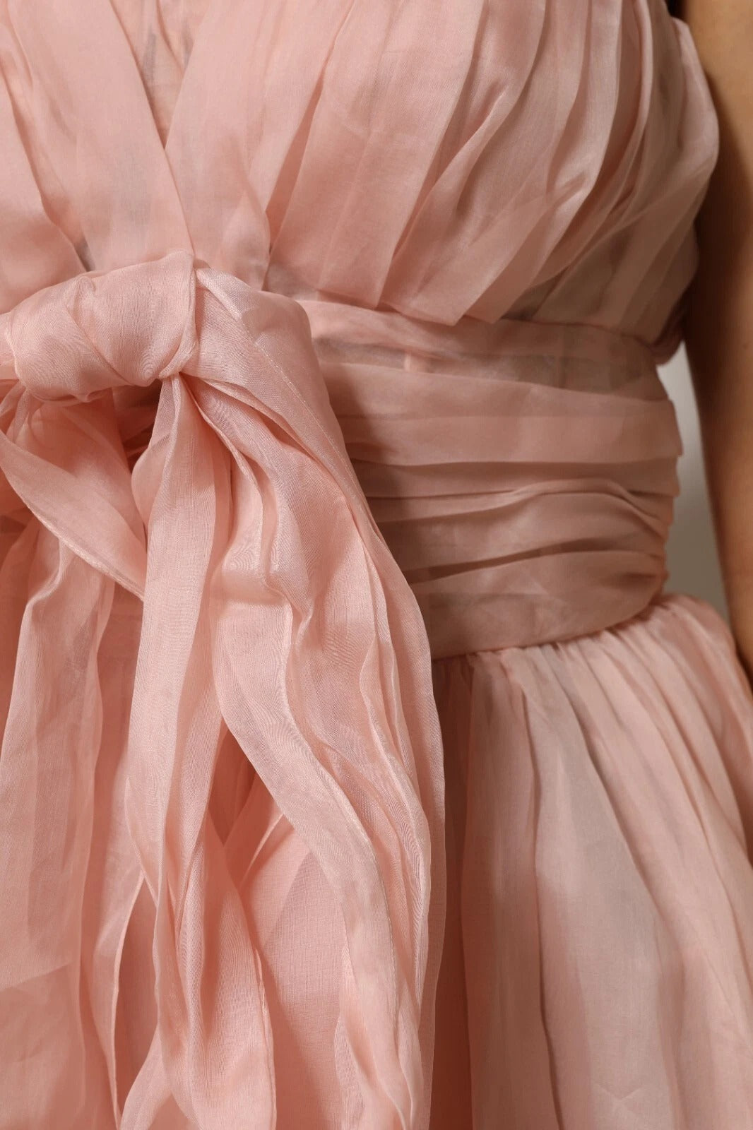 Dolce & Gabbana Pink Silk Chiffon A-line Pleated Midi Women's Dress