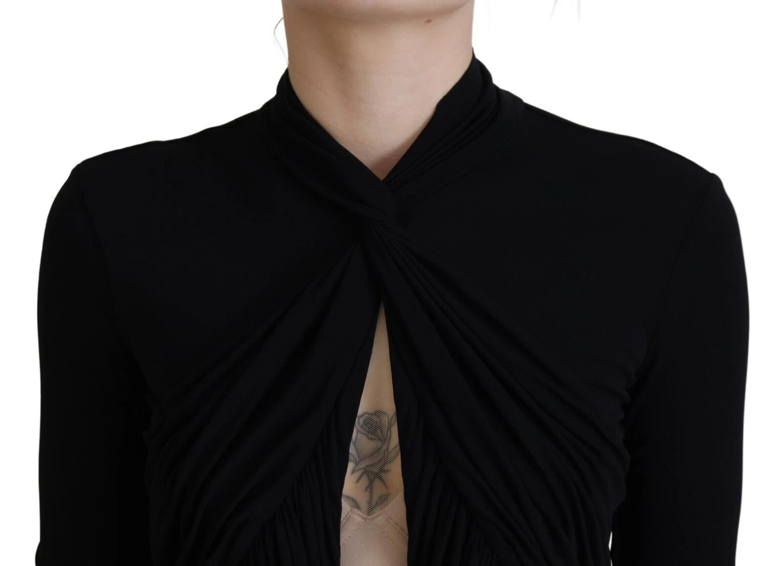 Dsquared² Black Viscose Long Sleeves Cut Out Mini Women's Dress (Pre-Owned)