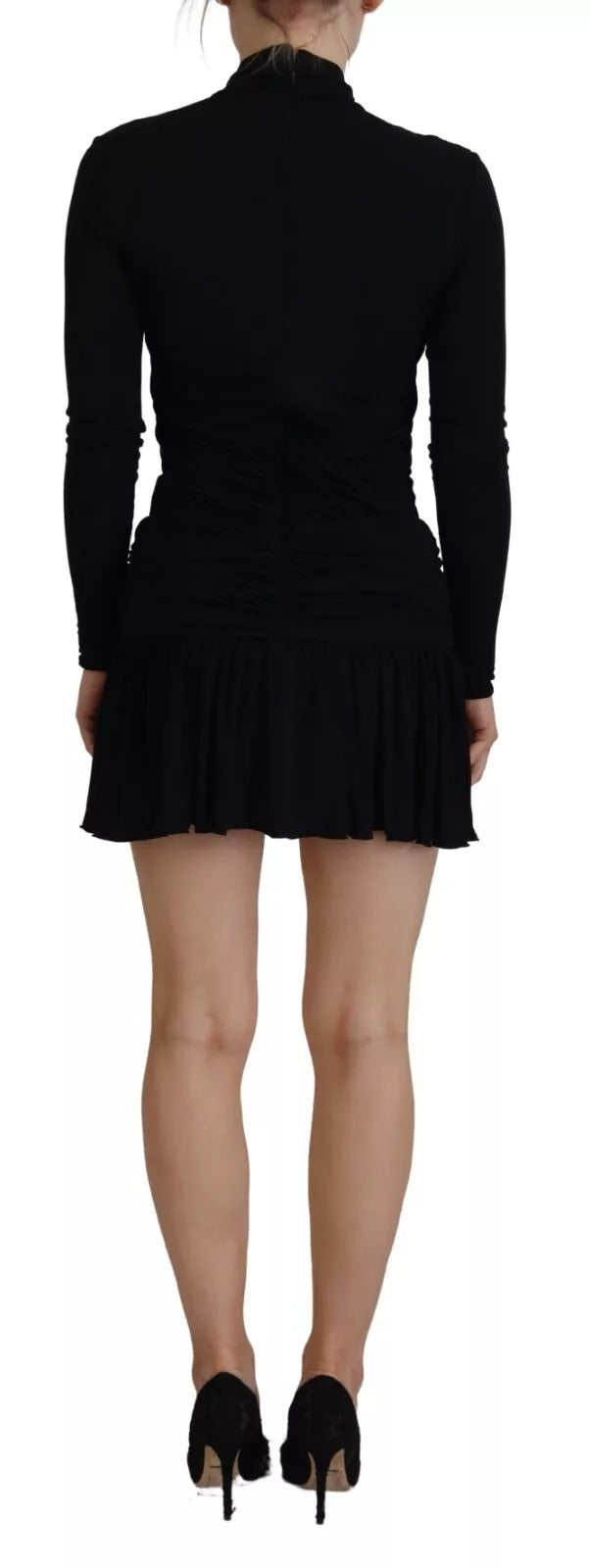 Dsquared² Black Viscose Long Sleeves Cut Out Mini Women's Dress (Pre-Owned)