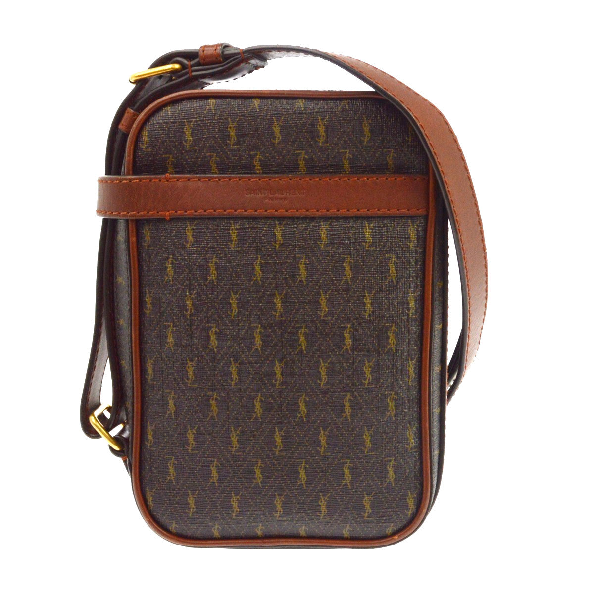 Saint Laurent Le Monogramme Monogram All Over Coated Canvas And Leather Brown Canvas Crossbody Bag Bag (Pre-Owned)