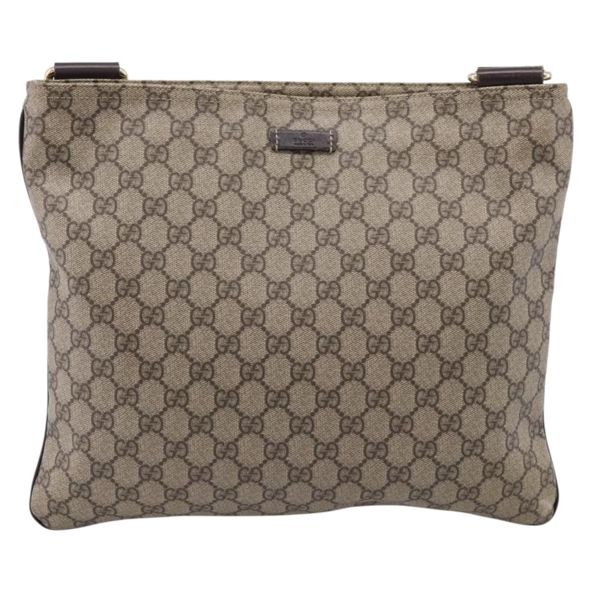 Gucci Zip Top Messenger Gg Coated Canvas Beige Canvas Handbag (Pre-Owned)