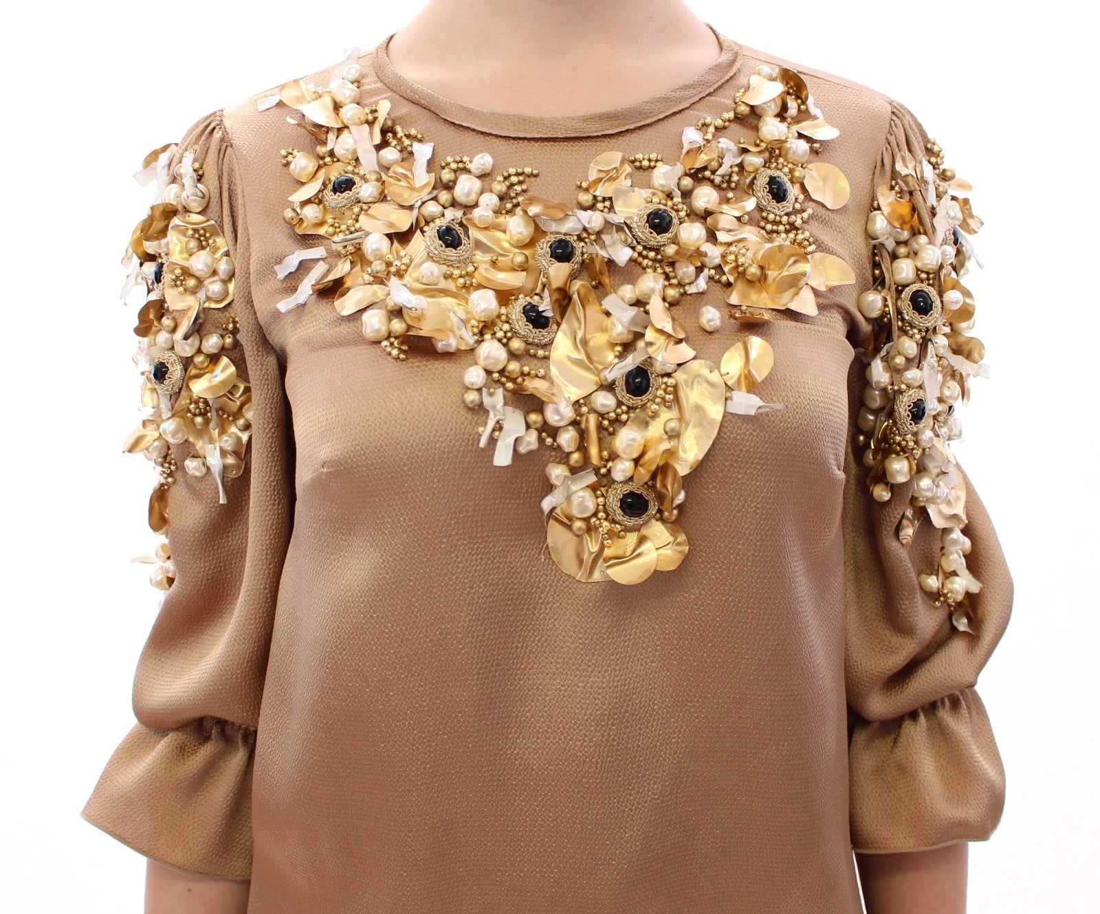 Dolce & Gabbana Gold SPECIAL Piece Runway Crystal Women's Blouse (Pre-Owned)