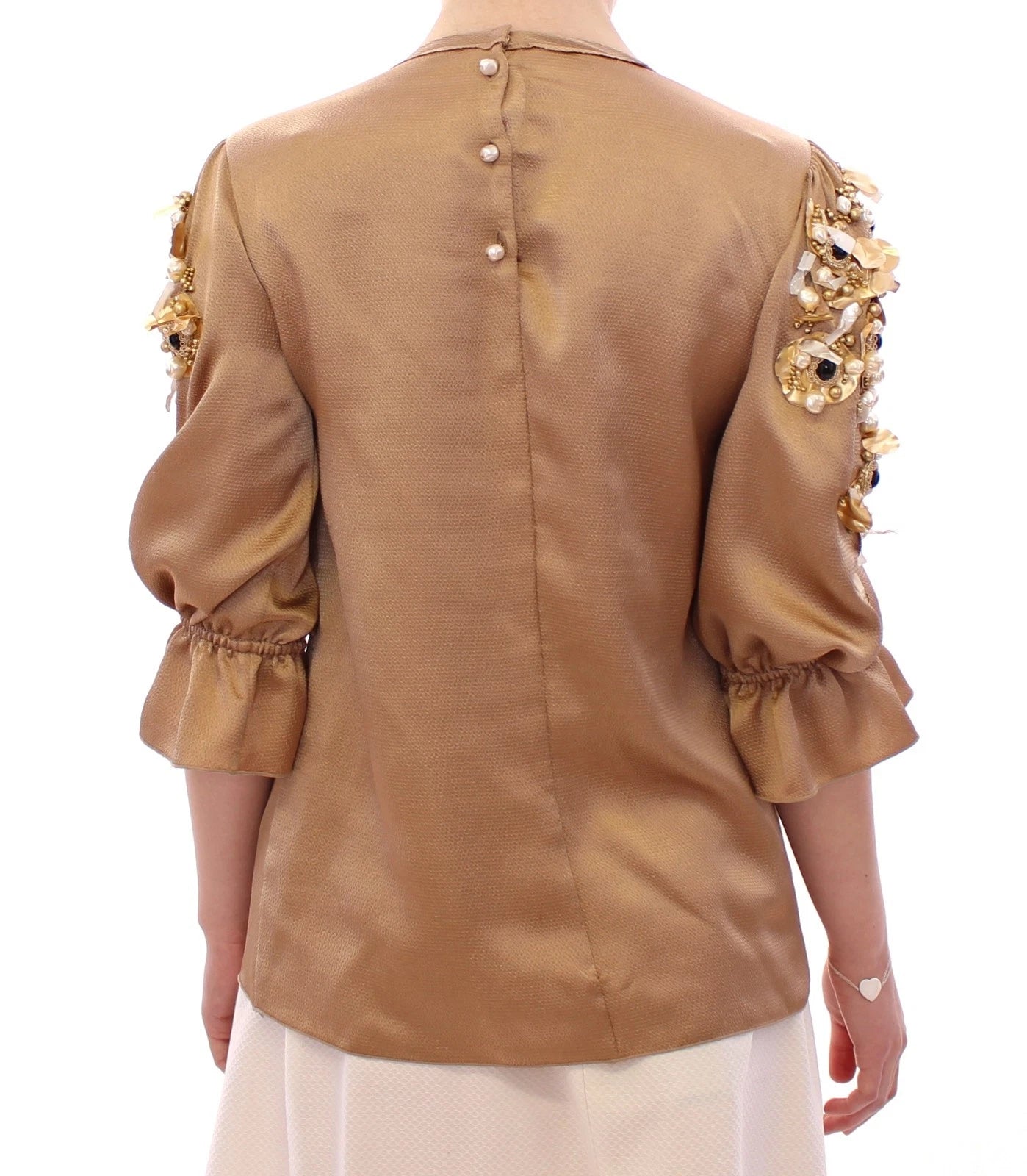 Dolce & Gabbana Gold SPECIAL Piece Runway Crystal Women's Blouse (Pre-Owned)