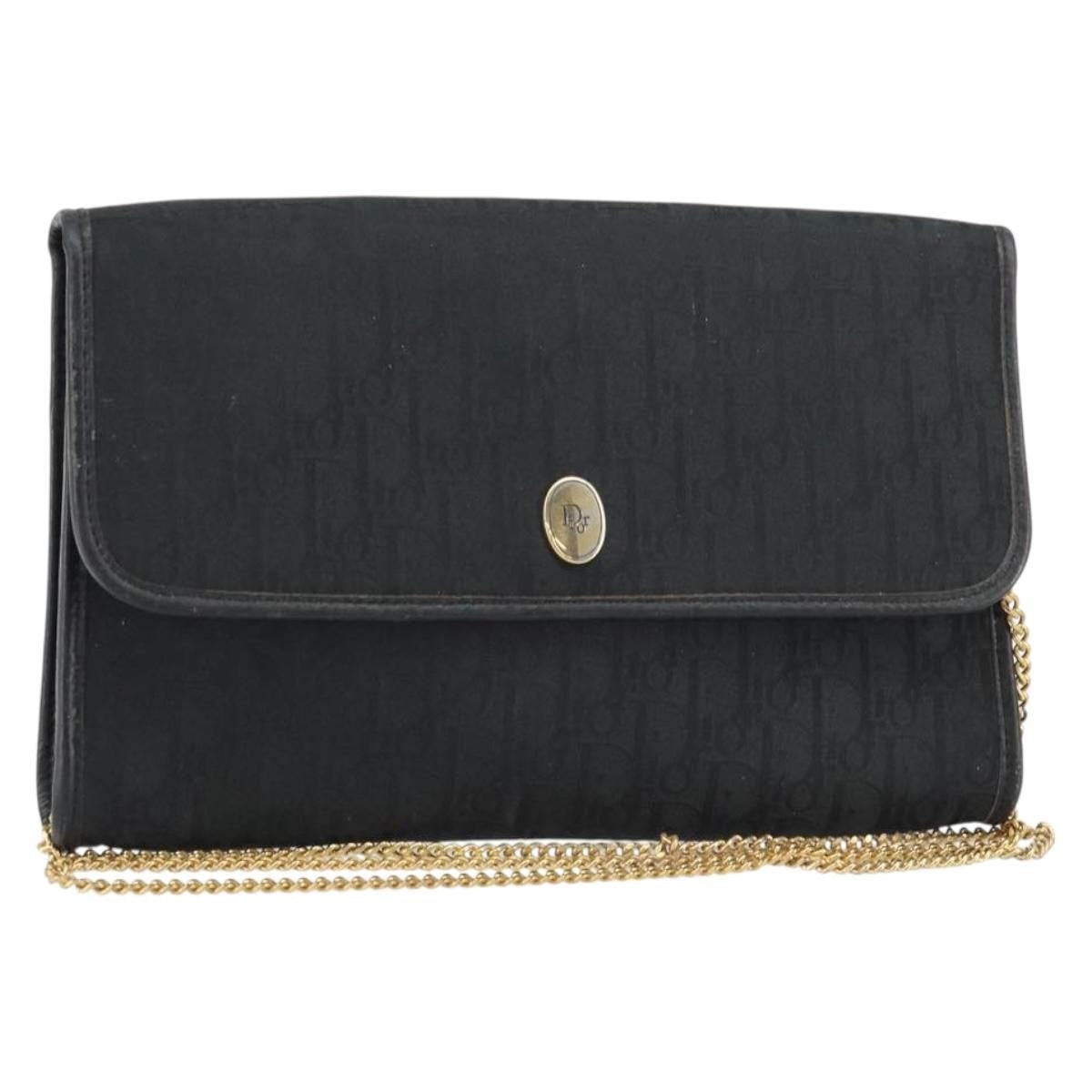 Christian Dior Vintage Chain Flap Diorissimo Canvas Black Canvas Shoulder Bag Bag (Pre-Owned)