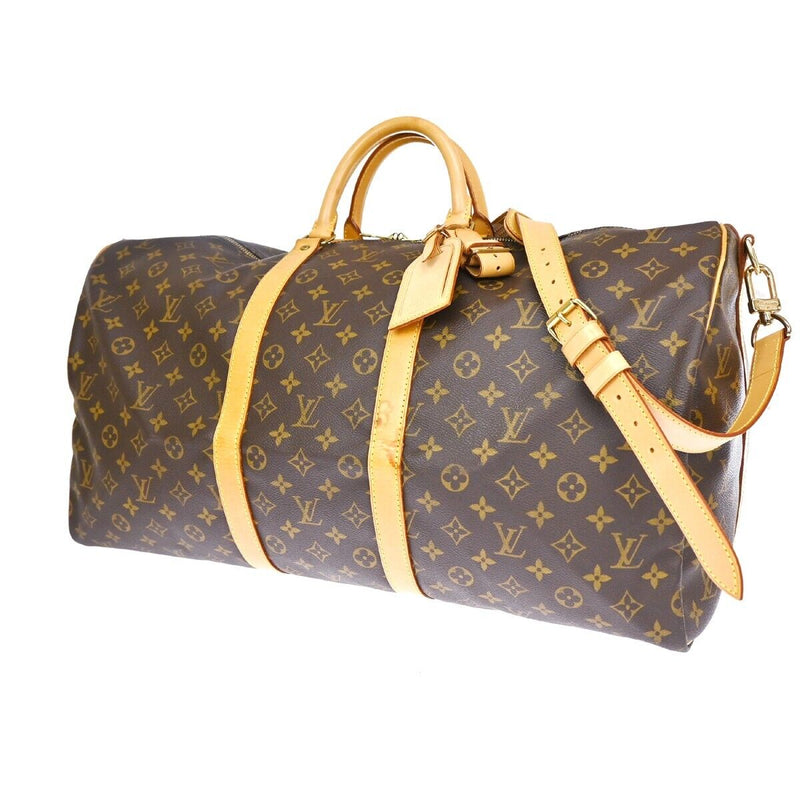 Louis Vuitton Keepall Bandouliere 55 Brown Canvas Travel Bag (Pre-Owned)