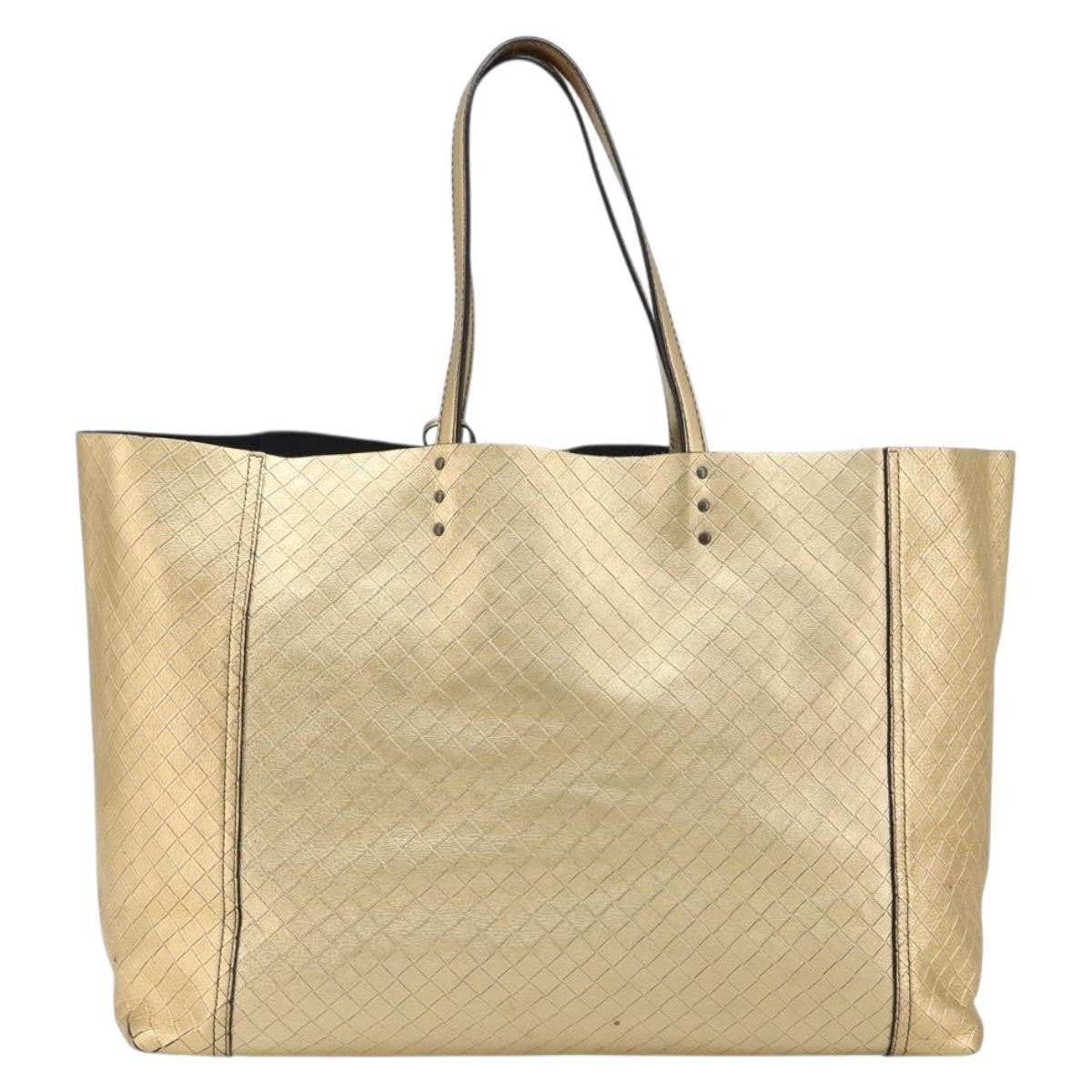 Bottega Veneta Intrecciomirage Leather Gold Leather Tote Bag Bag (Pre-Owned)
