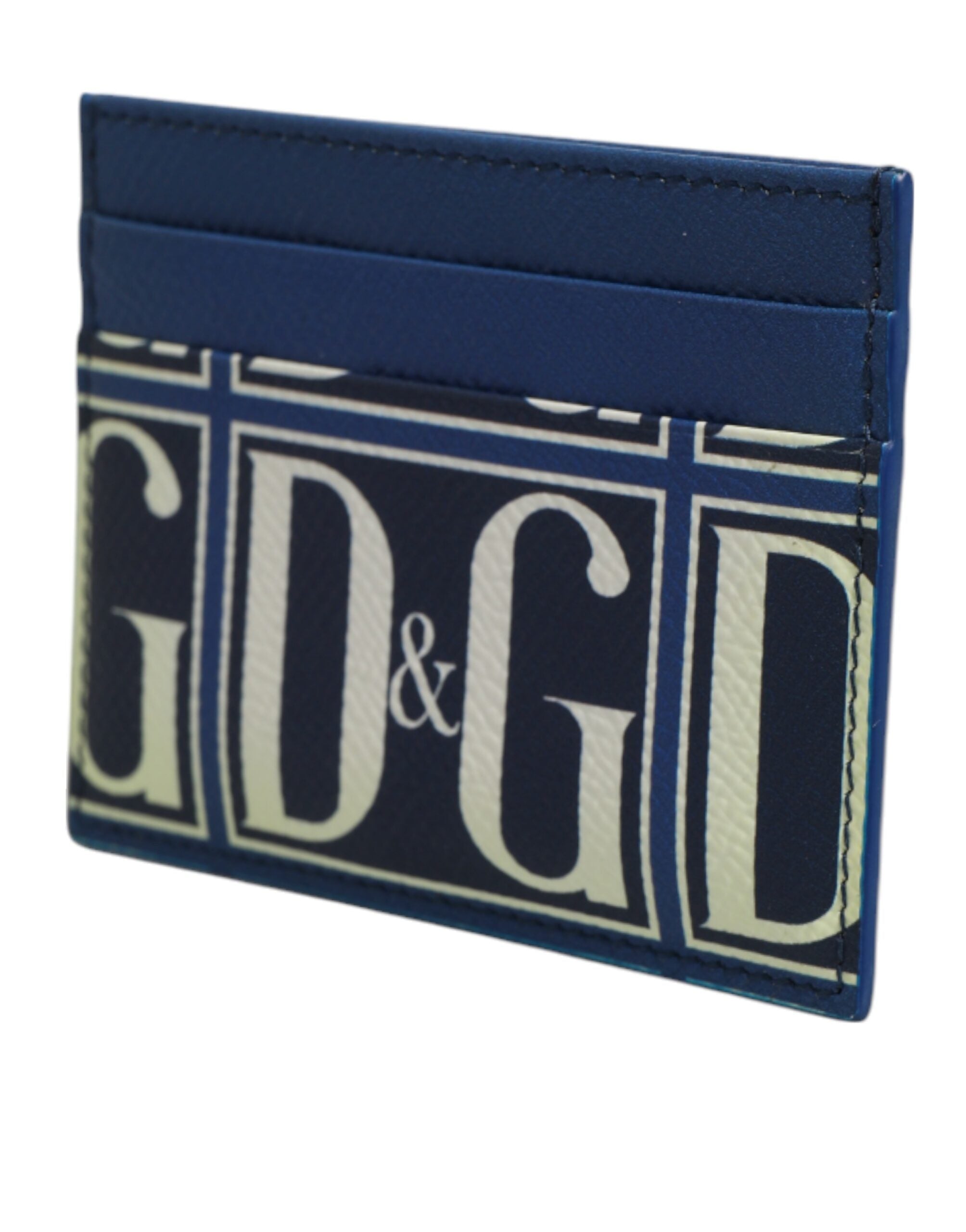 Dolce & Gabbana Blue Calf Leather DG Logo Monogram Card Holder Men's Wallet (Pre-Owned)