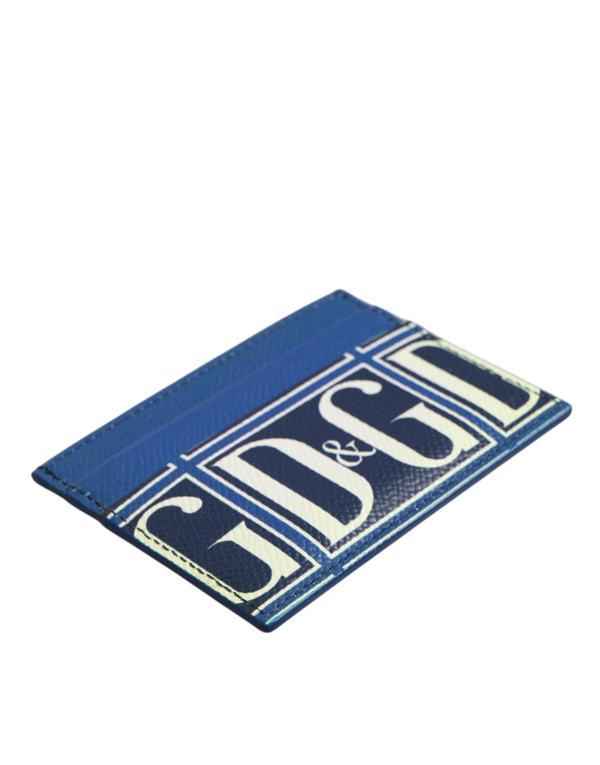 Dolce & Gabbana Blue Calf Leather DG Logo Monogram Card Holder Men's Wallet (Pre-Owned)