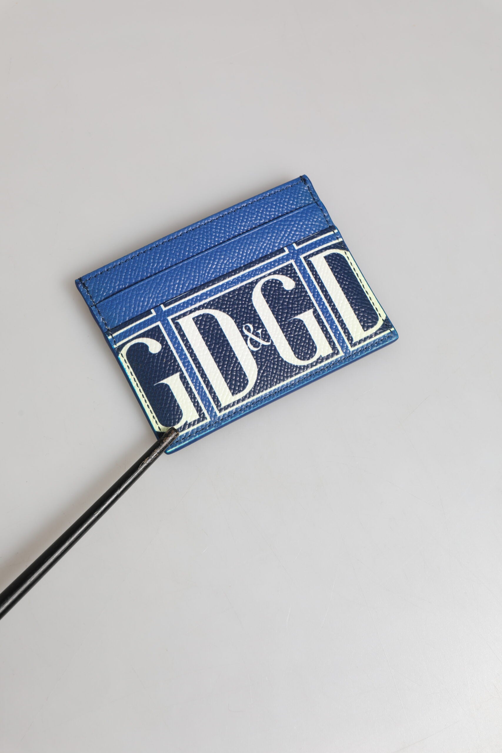Dolce & Gabbana Blue Calf Leather DG Logo Monogram Card Holder Men's Wallet (Pre-Owned)