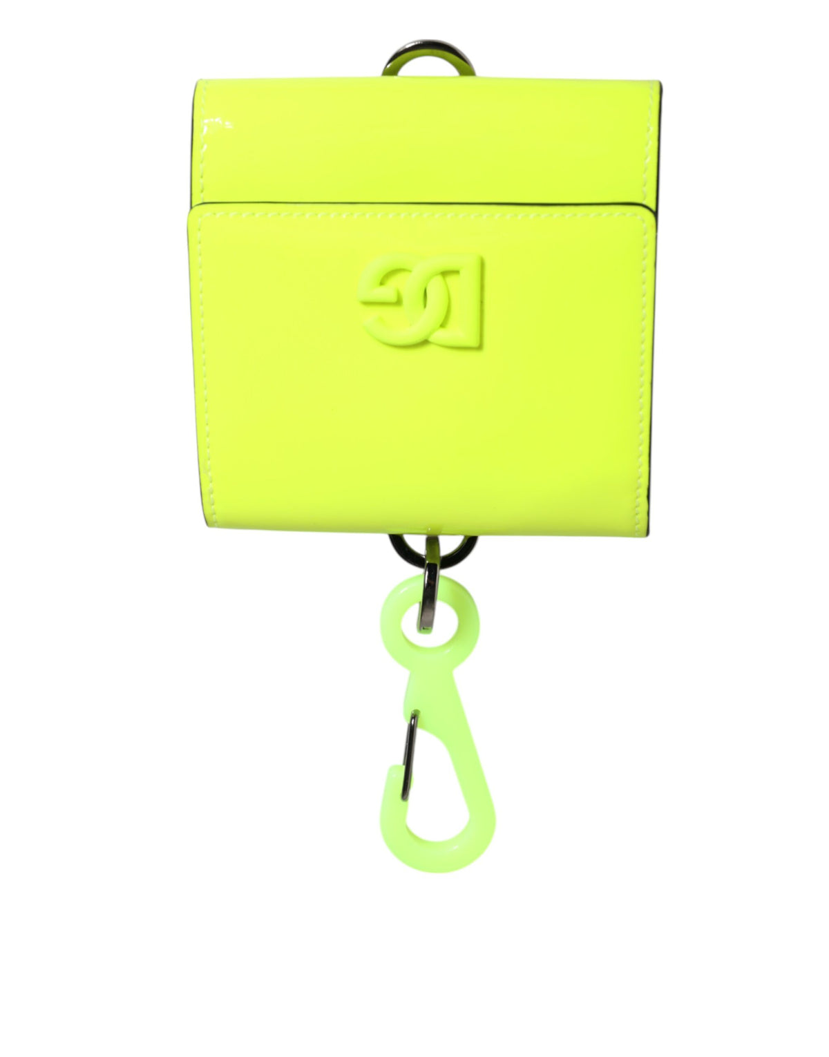 Dolce & Gabbana Yellow Green Bifold DG Logo Neck Strap Cardholder Men's Wallet