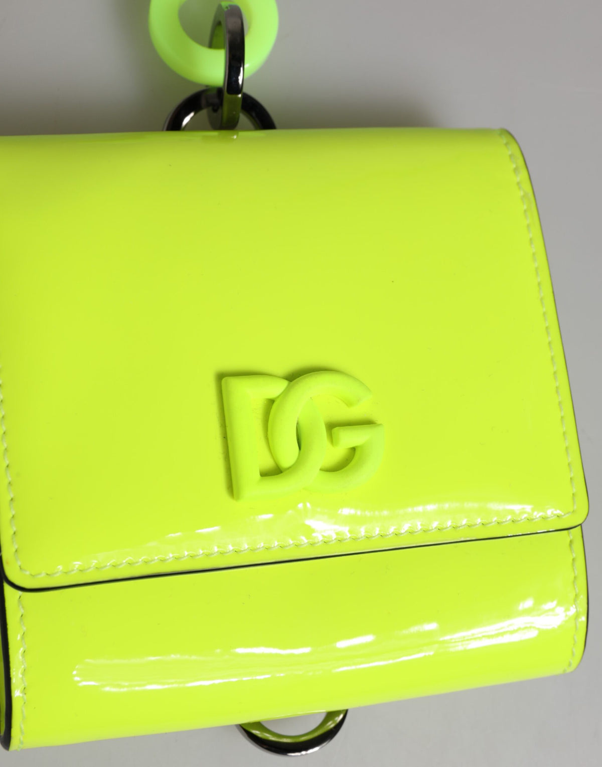 Dolce & Gabbana Yellow Green Bifold DG Logo Neck Strap Cardholder Men's Wallet